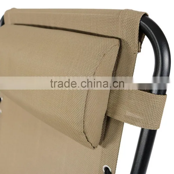 Patio Durable Beige Folding Soft Zero Gravity Chair With Cup Holder photo-4