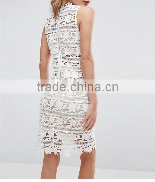 China Fashion Clothing/Embroidered Lace Hanky Hem Dress photo-2