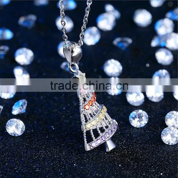 Fashion Jewelry Charm Pendant 925 Sterling Silver CZ Christmas Tree Pendant photo-2