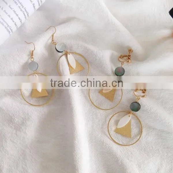 Zm35142a Summer Simple Women Clip on Statement Earrings New Design Shell Hoop Earrings photo-3