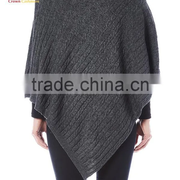 Classic Black Cashmere Poncho Wrap Poncho Knitted photo-2