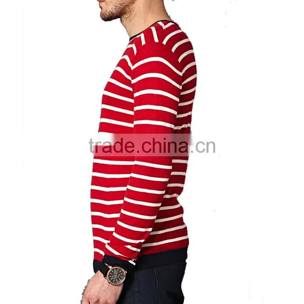 Round Neck Stripe Long Sleeve Knit Fashionable Sweaters for Men photo-2