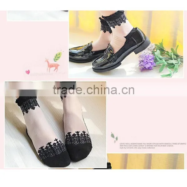 Hot Sales Colorful Ultrathin Transparent Beautiful Crystal Lace Elastic Short Women Socks Calcetines Pink Sock for Womens Meias photo-4