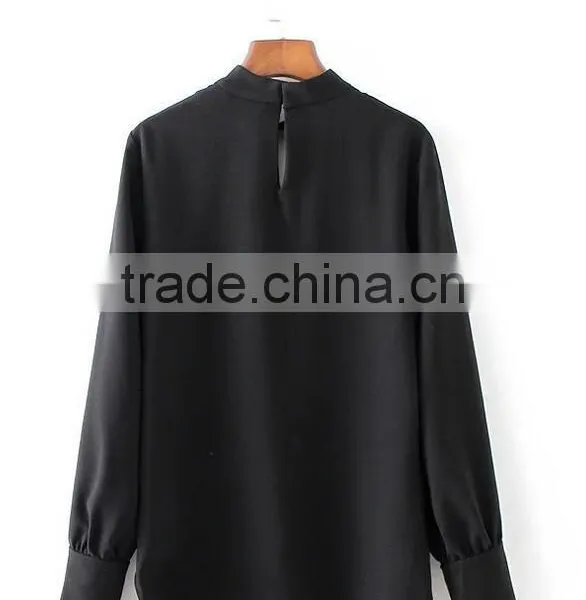 Runwaylover EY2376B Ladies 2017 Deep V-Neck Sexy Pure Color Blouse photo-6