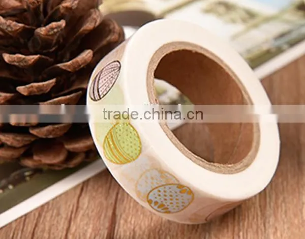 1.5cm*10m Japan Washi Tape Gold Stamping Eggs Pattern Adhesive Paper Tape Colors Paper Tape photo-3
