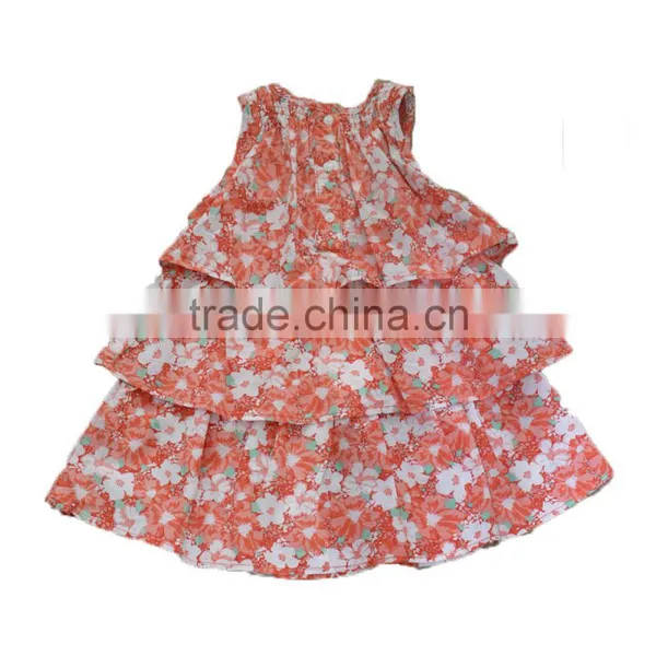Baby Toddler Ruffle Sleeveless Cotton Flower Frocks Design Girl Dress photo-2
