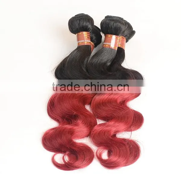 Black Rose 1B/Burgundy Body Wave Malaysian Hair Bundles Ombre Human Hair Weaves Wavy Extension photo-6