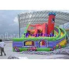 Great Inflatable Slide Paradise With Castle / Turning For Kids Sliding Fun