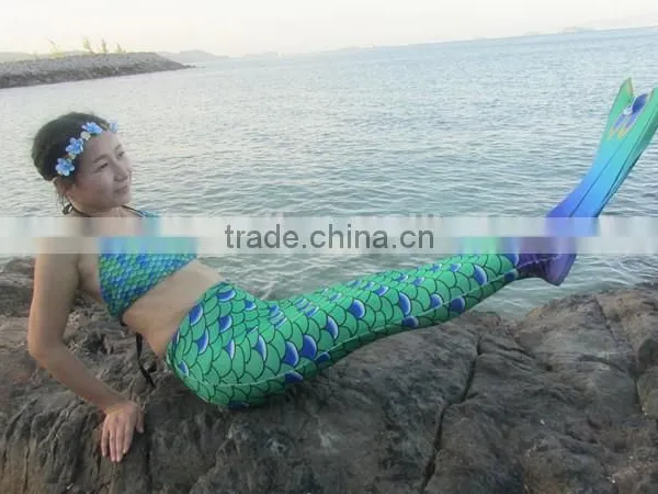 Swimmable Kids 6-12 Years Peacock Mermaid Tail Swimsuit for Girls photo-3