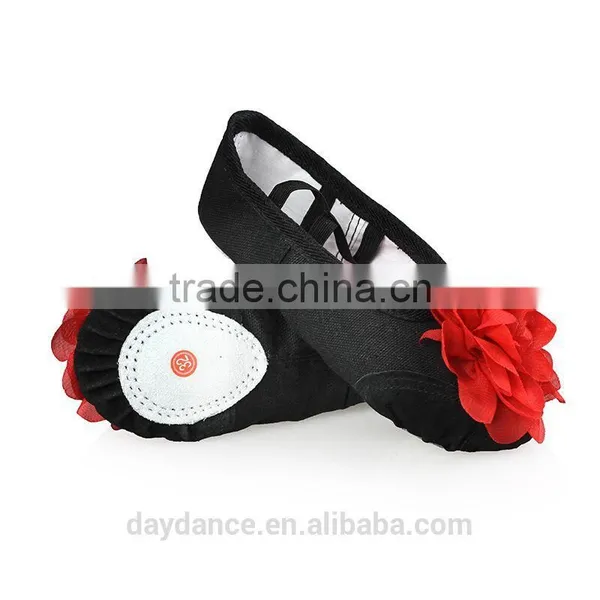 Big Flower Design Children Girls Soft Sole Ballet Shoes Canvas Ballet Dance Shoes For Kids photo-3