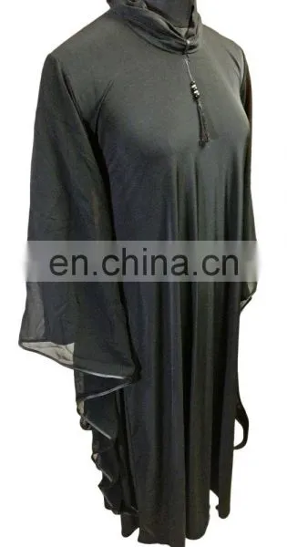 Saudi Arabia Plain Burqa 2017 / Latest Designer Black Strip Islamic Abaya / Plain Lycra Stretchable Burqa (dubai Abaya 2017) photo-3