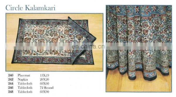 Block Printed Kalamkari Tablecloth , Napkin & Placemat