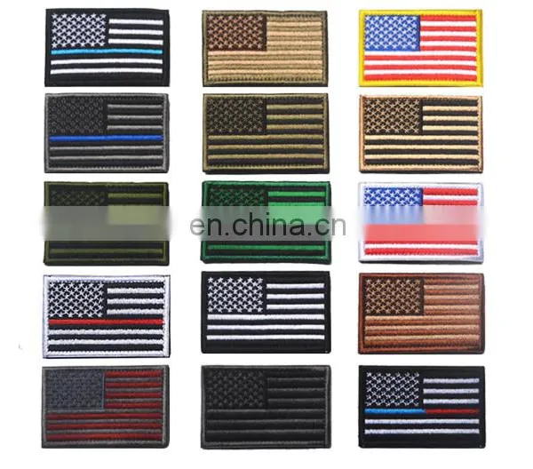No Minimum Custom Designs Whole Country Flag Embroidery Patch Velcr on Backing for Bag,Hot Sale 3D USA American Flag Embroidery photo-4