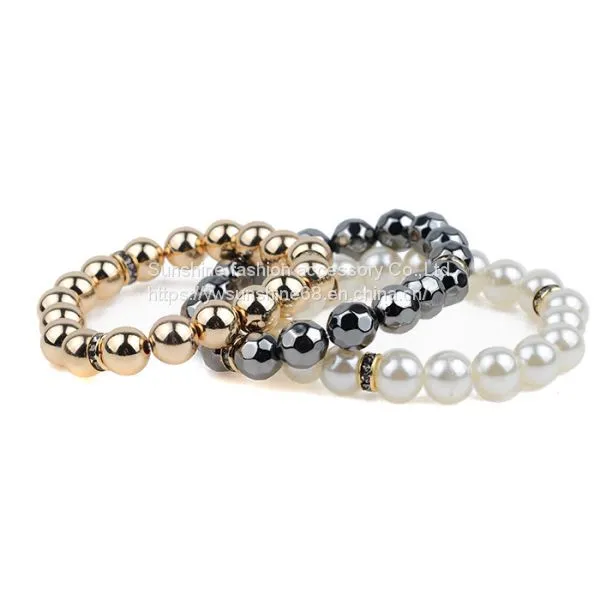Handmade Beaded HC06-13302， Plastic Beaded Bracelet, Glass Bracelet, OEM Bracelet photo-2