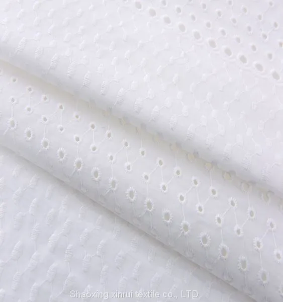 French Embroidery White Pure Origin Cotton Lace Embroidered Fabric photo-3