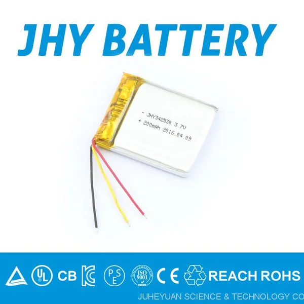 IEC Certificated 342530 200mAh Rechargeable Lithium Polymer Battery