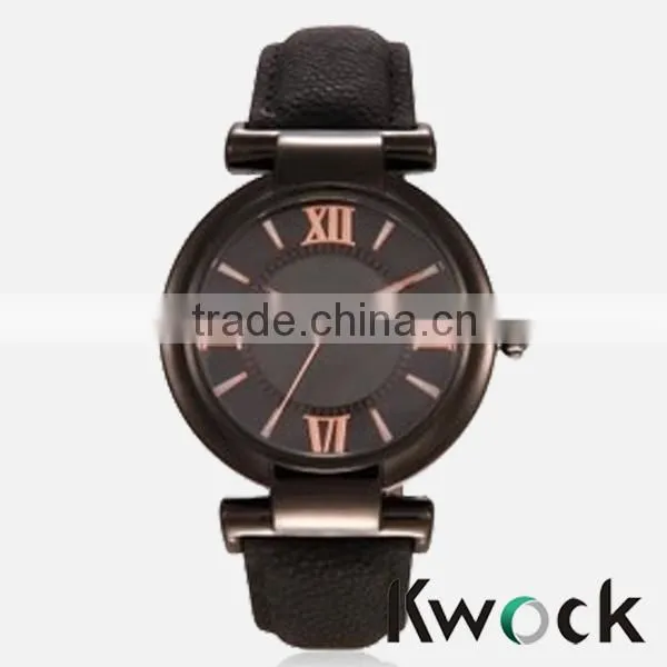 Lalala Exquisite Mens or Womens Black Leather Wrist Watch High Quality