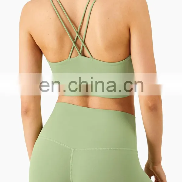 Wholesale New Nude Feeling Sports Gym Wear Suit Set Ins Sexy Bra Match High Waist Fitness Leggings 2 Piece Yoga Set For Women photo-4