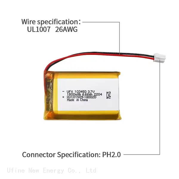 Lithium-Ion Cell Factory Supply UFX 103450 1800mAh 3.7V Small Rechargeable Lithium Polymer Battery For Led Light Battery photo-4
