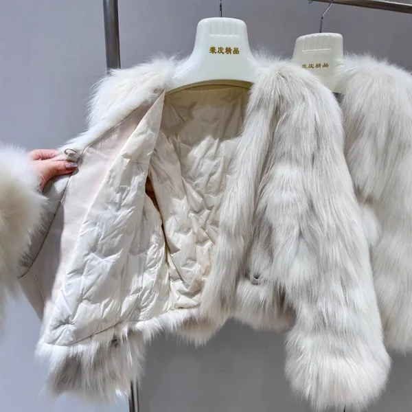 Jiajia Fur "Ink Flavor" Fox Fur Jacket Short Young Sweat Clothes photo-3