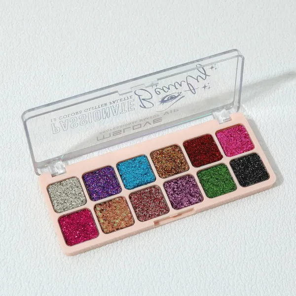 Cosmetic Palette Products 12 Color Glitter Eyeshadow Custom High Pigmented Pressed Eyeshadow Glitter La Sombra De Ojos photo-3