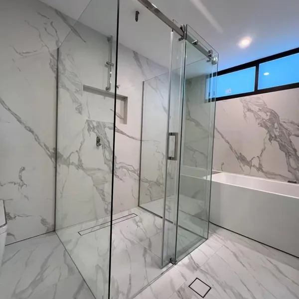 Frameless Sliding Shower Enclosure With 8mm Clear Tempered Glass & Stainless Steel Hardware, Modern Corner Shower Screen for Bathroom photo-5