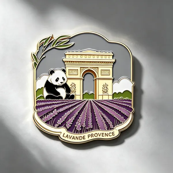 Paris France Panda Hard Enamel Lapel Pin Custom Logo Tourist Souvenir Metal Pin photo-2