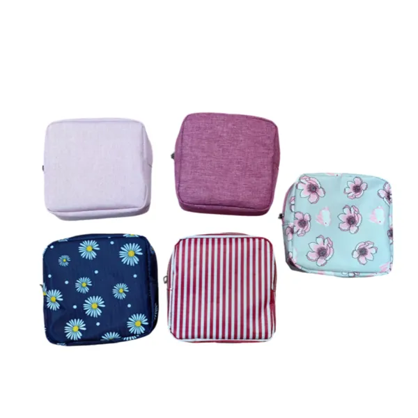 Square Cosmetic Makeup Bag, Waterproof Zipper Storage Pouch, Portable Travel Organizer Bag for Small Toiletries & Accessories