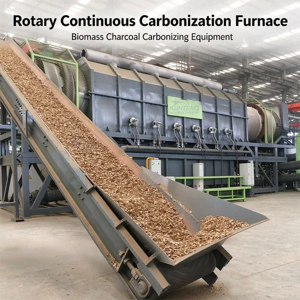 Rotary Continuous Carbonization Furnace Betel Nut Shell Palm Waste Biomass Charcoal Carbonizing Equipment Biochar Making Machine