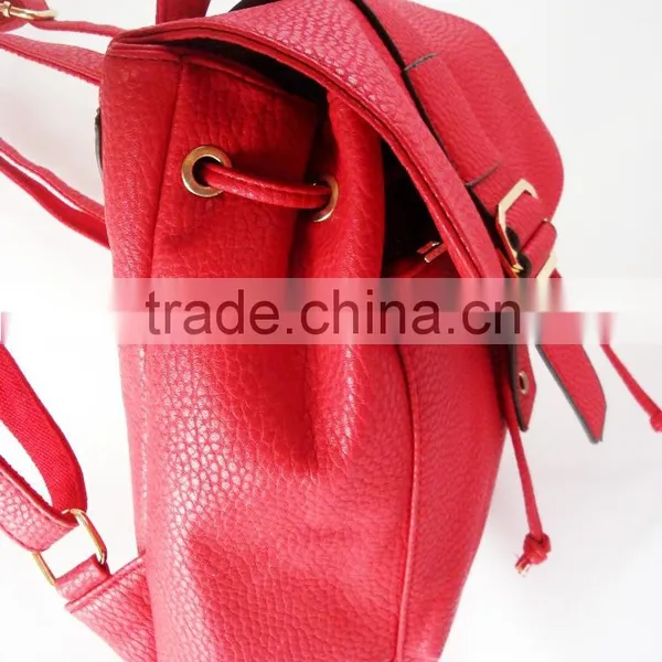 2015 Fashion Hot Selling PU Leather Backpack Popular Red Leather Backpack photo-5