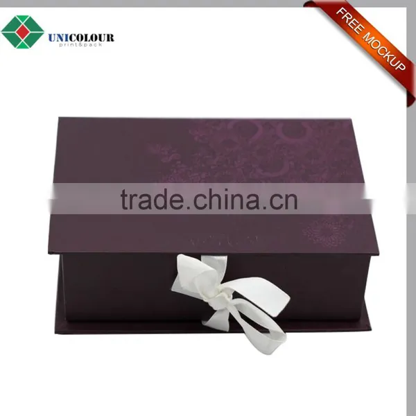 wholesale cardboard custom book shaped gift box with ribbon closure