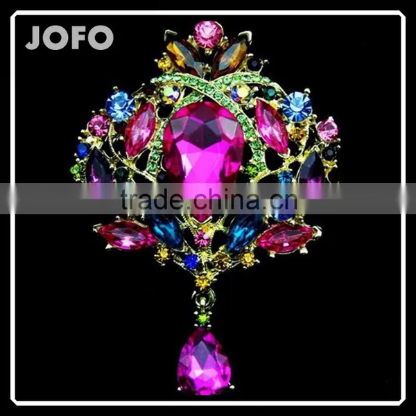 Elegant Handmade Crystal Silver Plated Artificial Brooch Flower Diy Brooch Bouquet