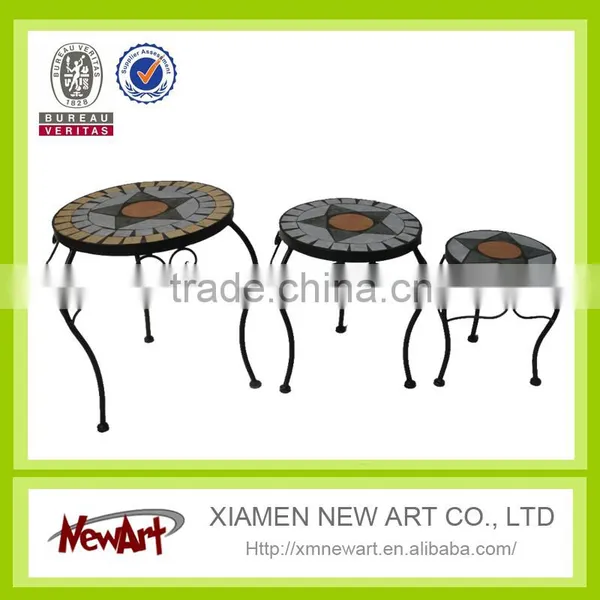 Clalssic Round Flower Metal Stand Home Living Room Garden Mosaic 3 Pcs Metal Flower Stand photo-2
