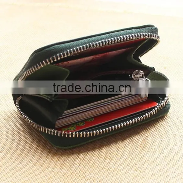 Gird Pattern Lady's Genuine Lamb Leather Zipper Coin Wallet photo-4