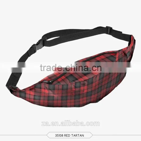 High Quality Cheap Price Ladies Fashion Printed Tartan Grid Checked Waist Belt Bag