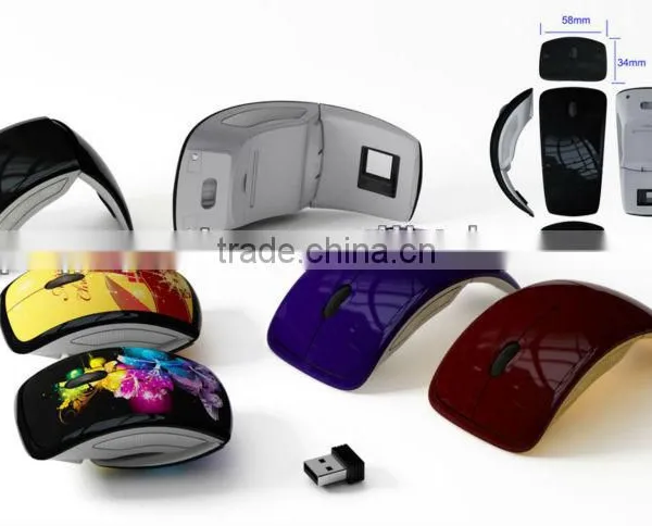 LOW MOQ Promotion Mini USB 2.4Ghz Snap-in Transceiver Optical Foldable Folding Arc Wireless Mouse for PC Laptop Computer Mice photo-4