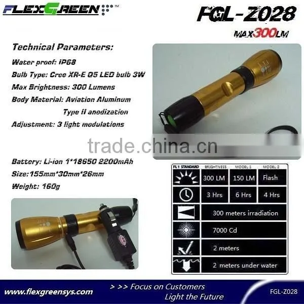 18650 Battery Zoom Function Q5 LED Copper Flashlight photo-3