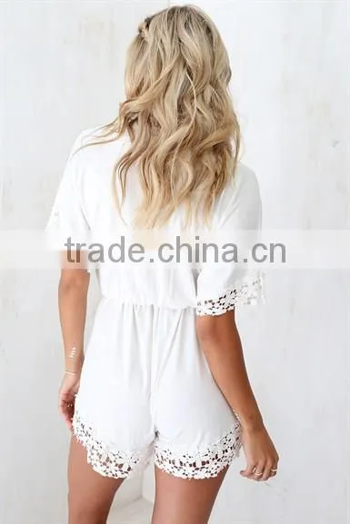 Chic Cream Lily Playsuit Custom Printing One Piece Jumpsuit Sex Jumpsuit photo-3