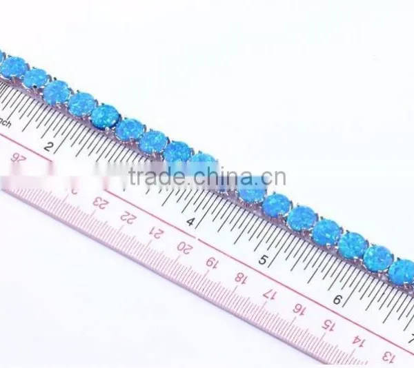 Custom 925 Sterling Silver Blue Fire Opal Girls Fancy Bracelets photo-3