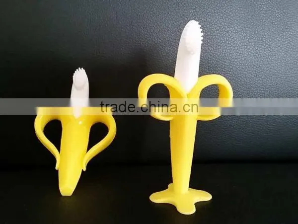 OEM Stand up Banana Shape Baby Silicone Teether Pacifier Baby Teether Brush Quality Choice photo-2