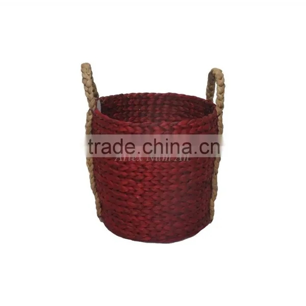 Water Hyacinth Storage Basket With Handle, Laundry Basket photo-4