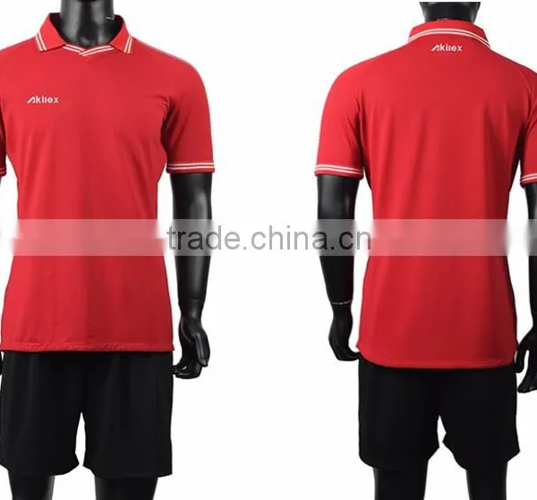 Dry Fit Material Football Uniform Red and Black Color photo-3