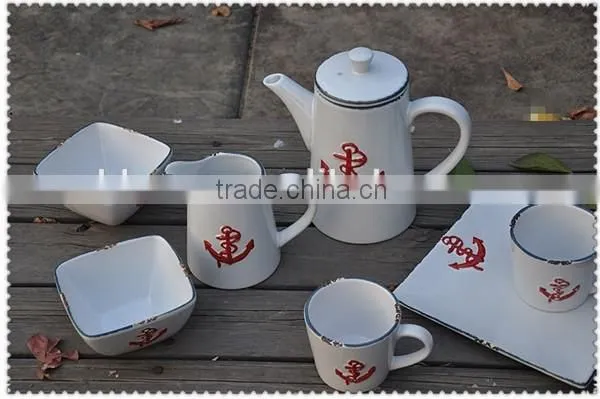 Ceramic Relief Anchor Shape Kettle photo-2
