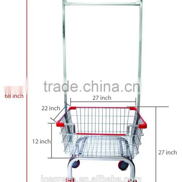 Metal Laundry Cart With Double Pole Rack photo-3
