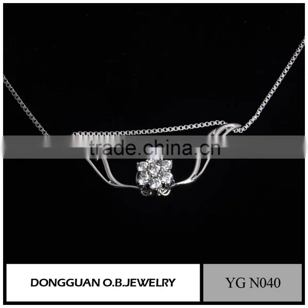 Wholesale Fashion Necklace Jewelry 925 Sterling Silver Crystal Flowers Necklace photo-6