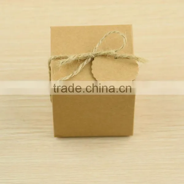 Square Kraft Paper Candy Boxes Wholesale Wedding Favor Boxes With Gift Tag photo-2
