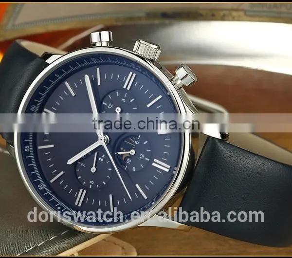 New Products With Your Logo Luxury Three Eyes Case Leather Light at Night Sports Watches Men photo-2