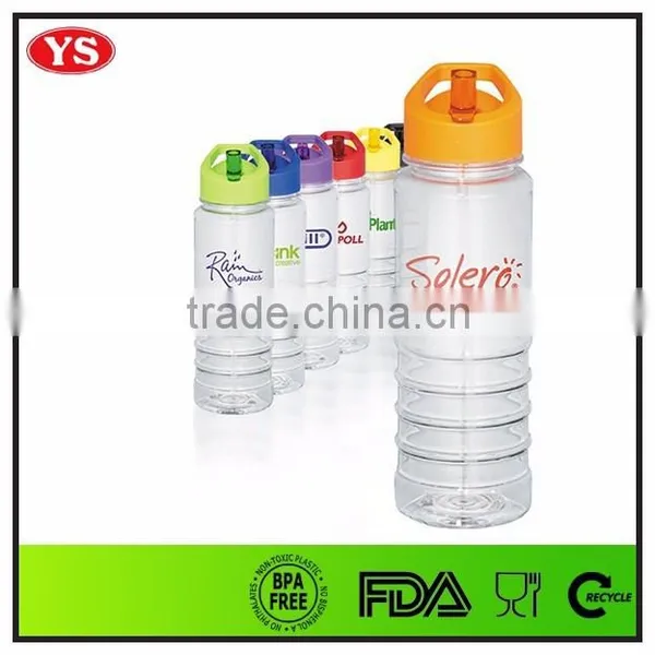 BPA Free Gray Plastic Water Drinking Bottle With Straw and Lid photo-3