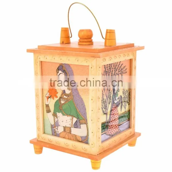 Jaipur Rajasthan Wooden Handicraft Home Decor Larnten HANGING Lamp SHOWPIECE