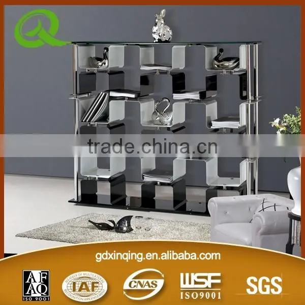 Y02 Modern Showcase Stainless Steel Bookshelf Glass Book Case photo-2